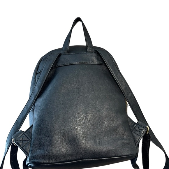 Betsey Johnson Bow Quilted Backpack + Matching Clutch Set Black Tan Cream - Picture 3 of 11